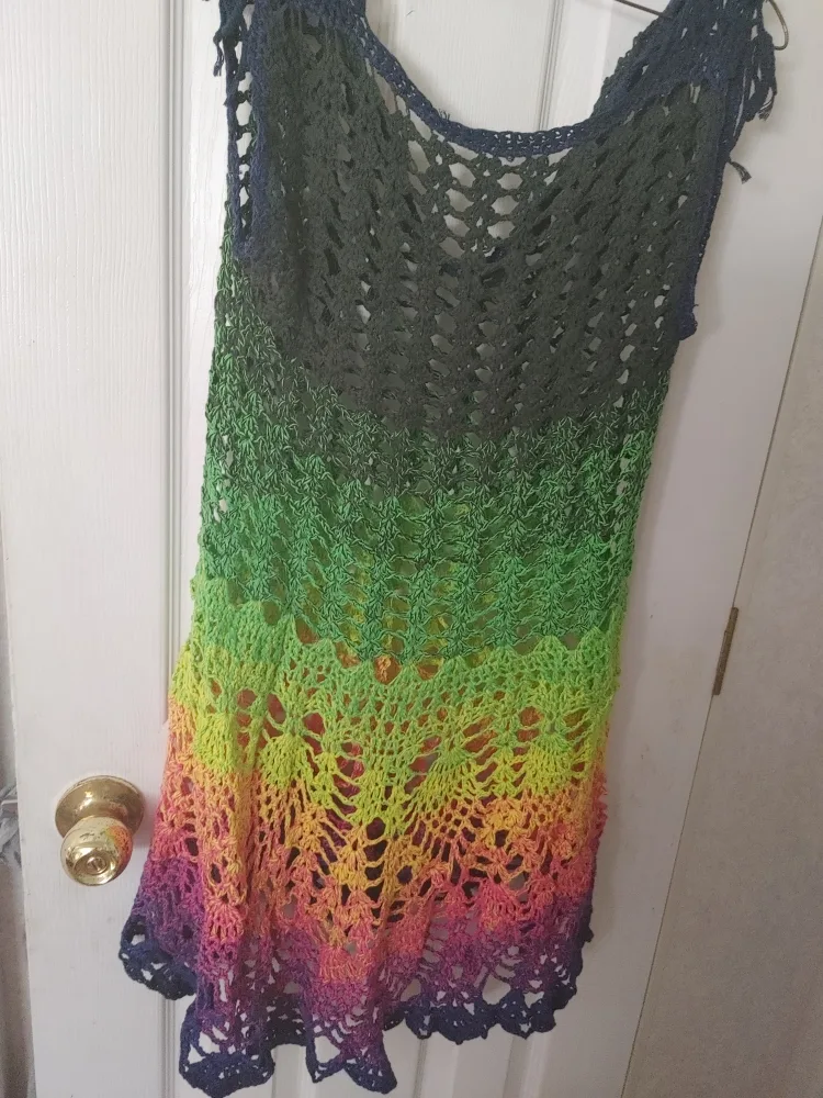 Handmade Crochet Rainbow Dress/ or coverup thumbnail