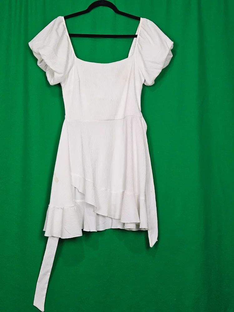 White Ruffle Mini Dress thumbnail