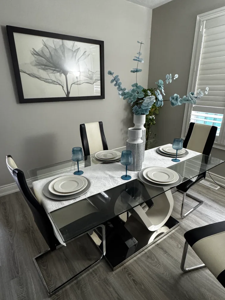 Dining Table with 4 Chairs - Black & White image indicator(3)