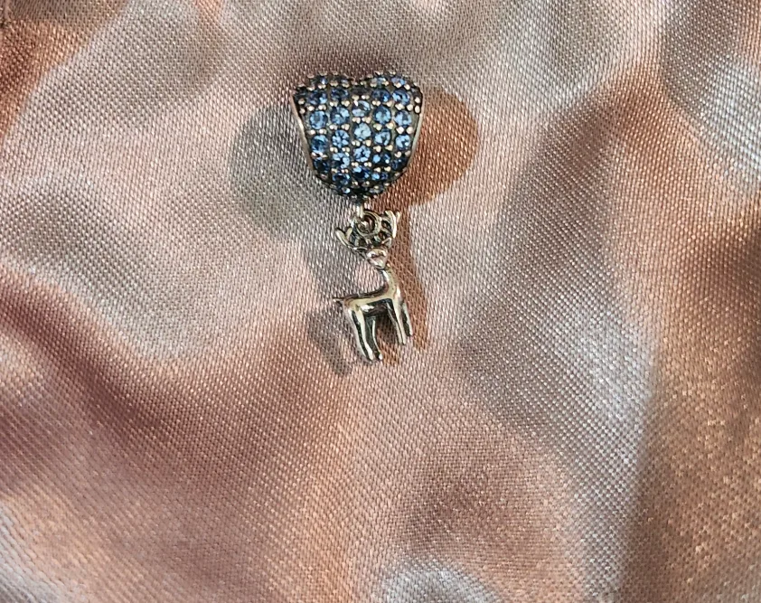 Blue Pave Heart & Reindeer Charm thumbnail