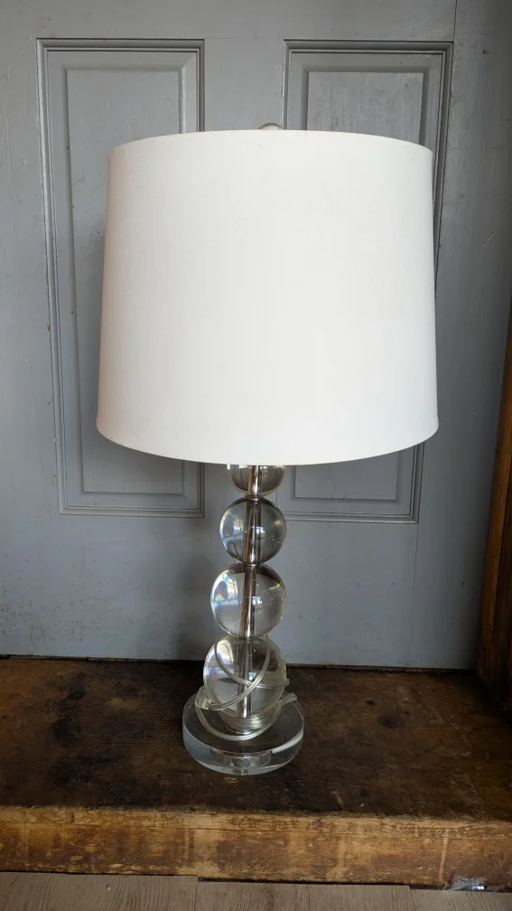 Glass Ball Table Lamp with White Shade thumbnail