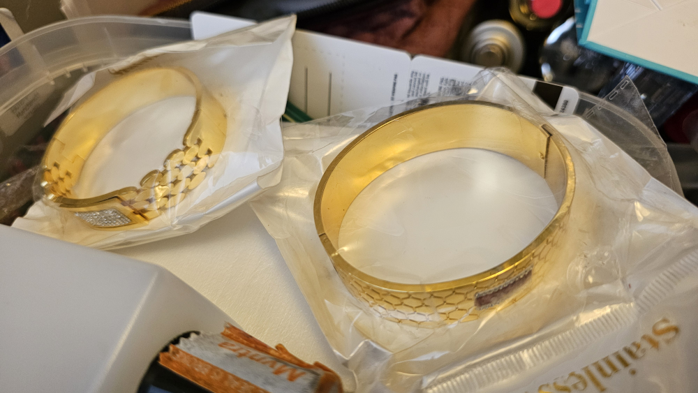 Gold Stainless Steel Bangle Bracelets - New! - photo 4