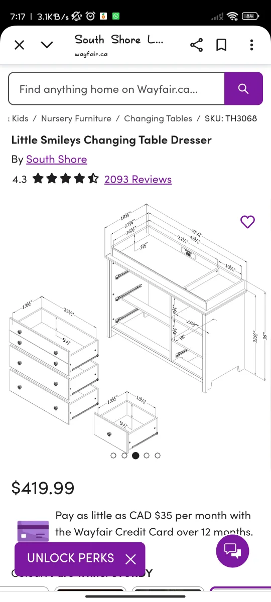 White Dresser with Changing Table Top image indicator(7)