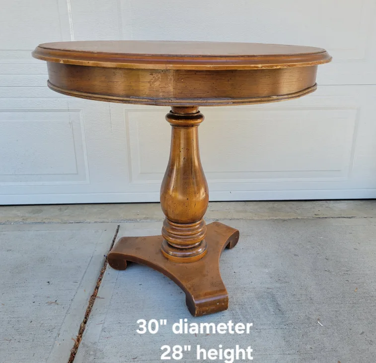 Beautiful Round Wooden Accent Table - 30" Diameter thumbnail