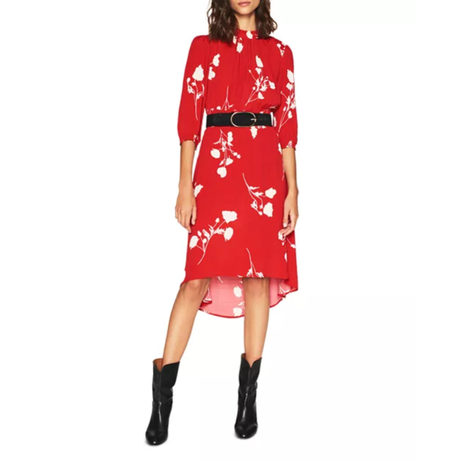 Ba & Sh Poema Floral-print High/low Dress In Rouge - photo 2
