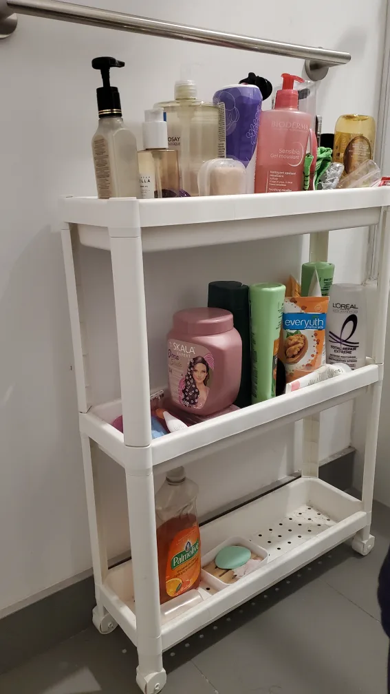 Sleek Rolling Storage Cart - White thumbnail