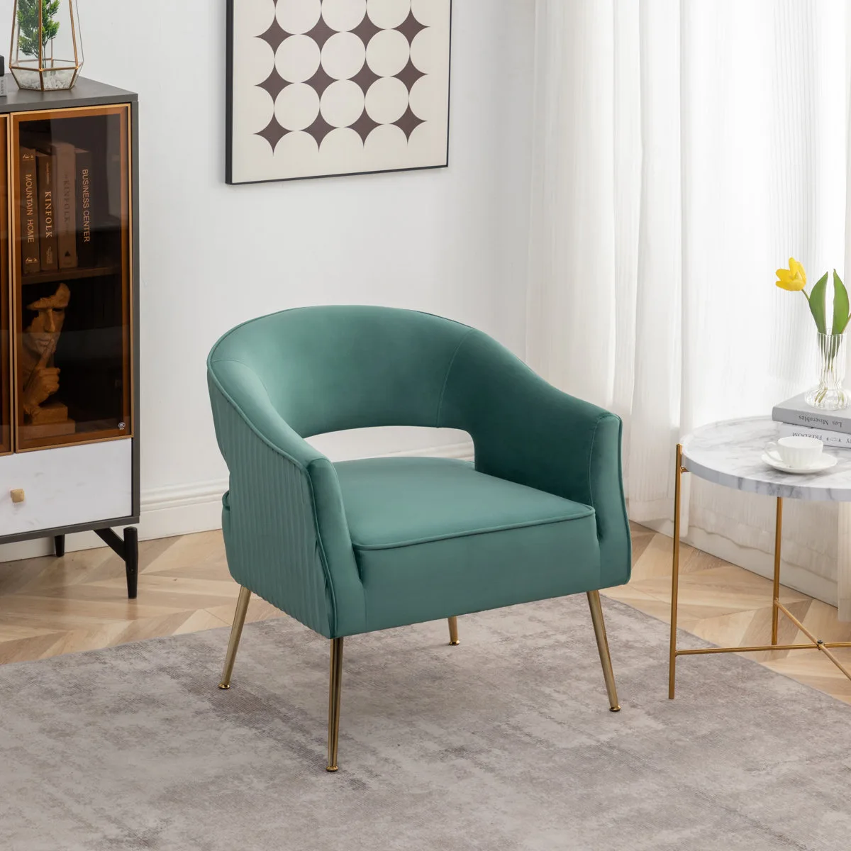 Green Velvet Accent Chair thumbnail