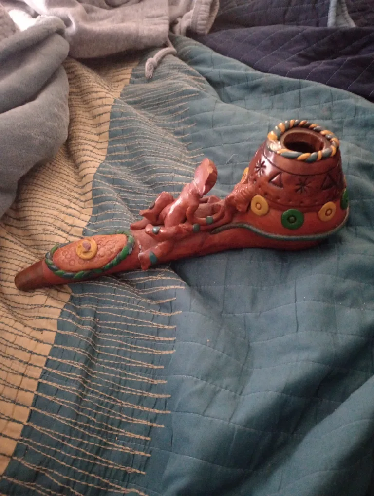Pre-Columbuian Aztec ceremonial fertility pipe from Mexico thumbnail