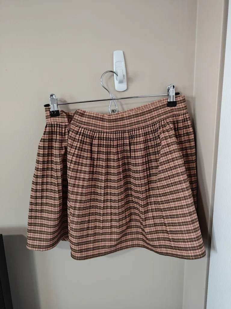 Plaid Mini Skirt with White Blouse Top Set 💖 image indicator(10)