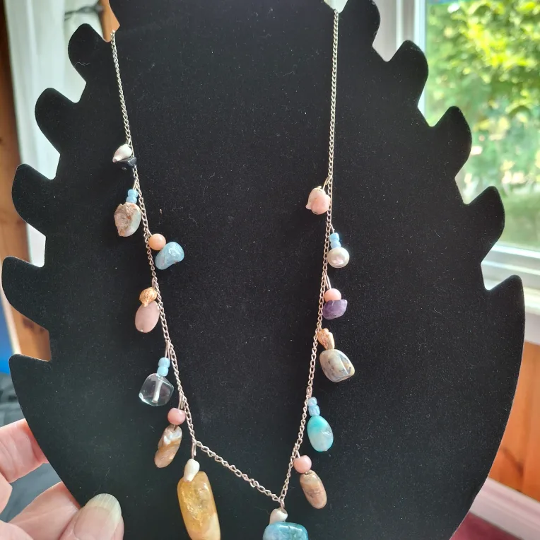 Handmade Beaded Stone Necklace thumbnail