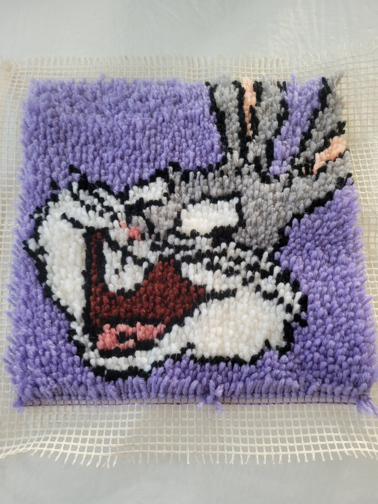 Latch hooked pillows and rugs