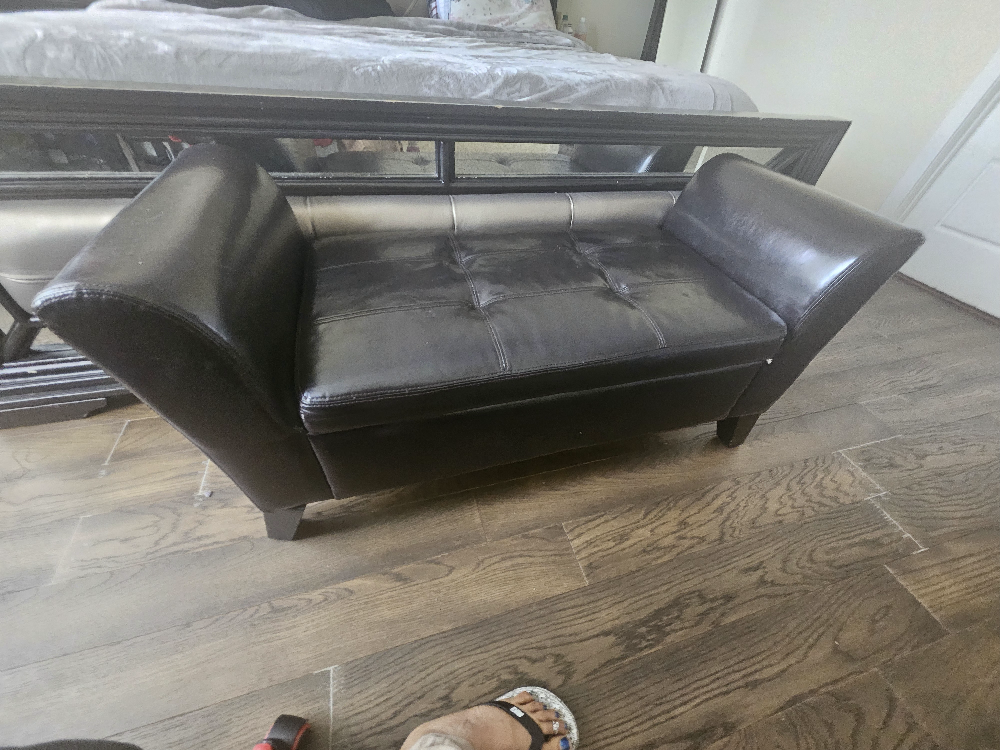 Black Leather Storage Bench