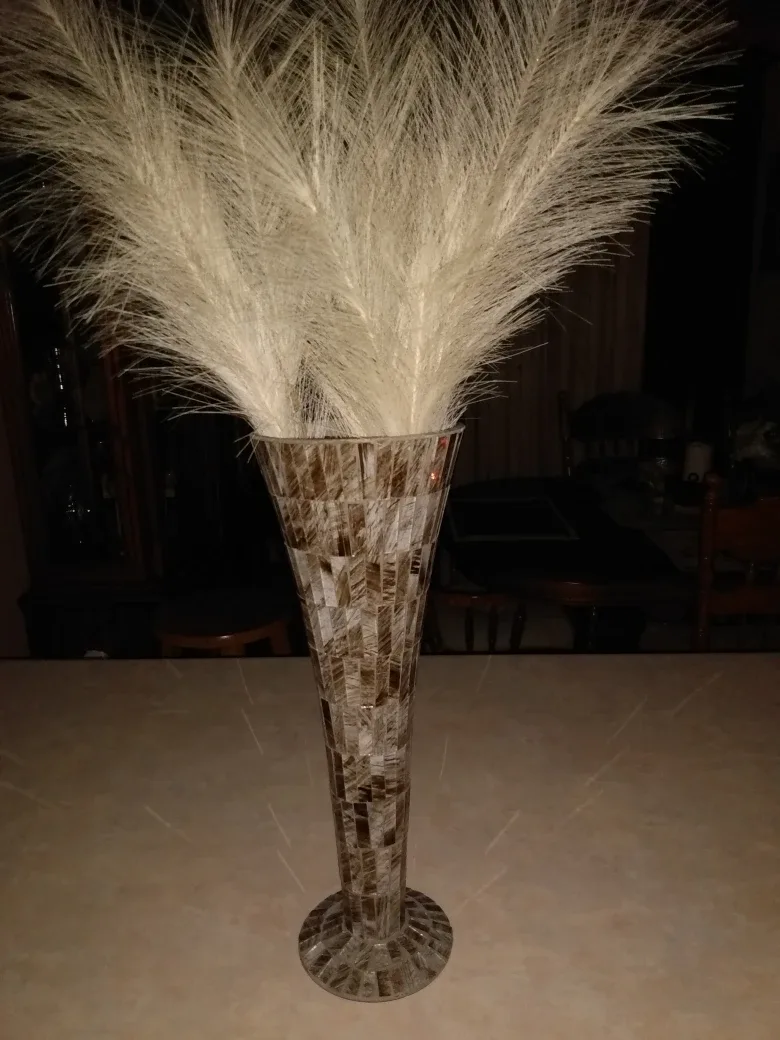 Mosaic Vase with Decorative Floral Pampas grass Arrangement image indicator(2)