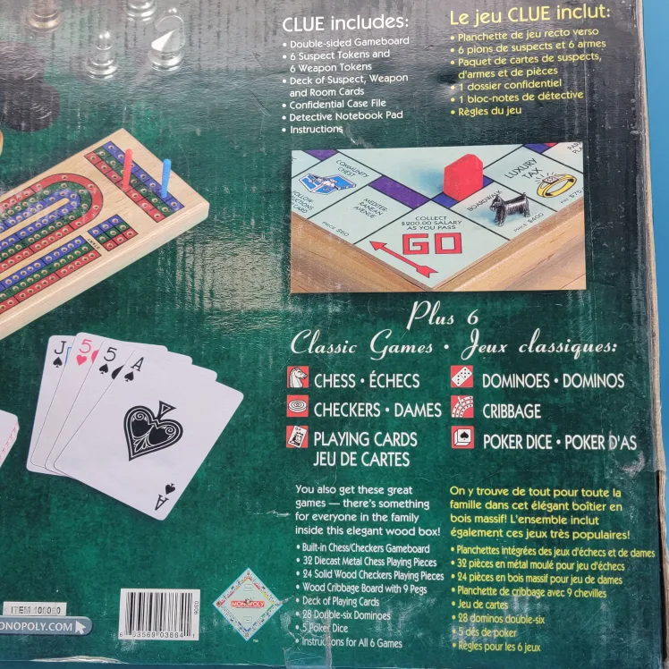 🥳NEW🤩 Monopoly & Clue Classic + 6 Games Set - Complete image indicator(10)