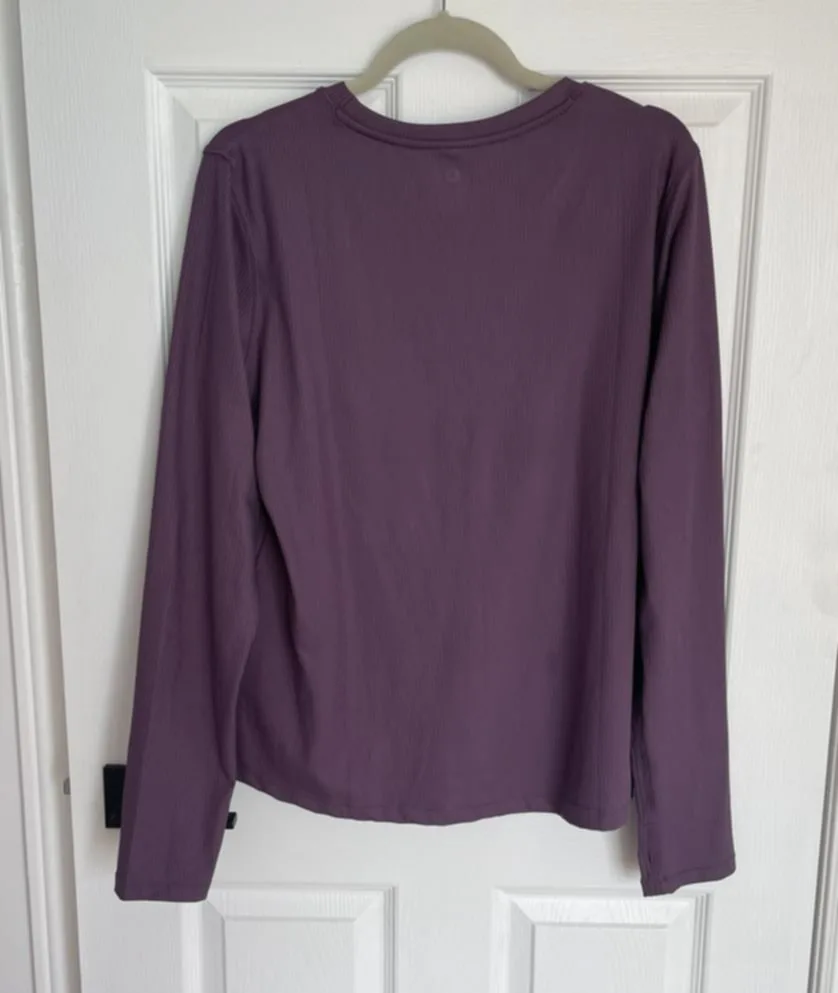 Purple Danskin Women's Ribbed Long Sleeve Top image indicator(2)