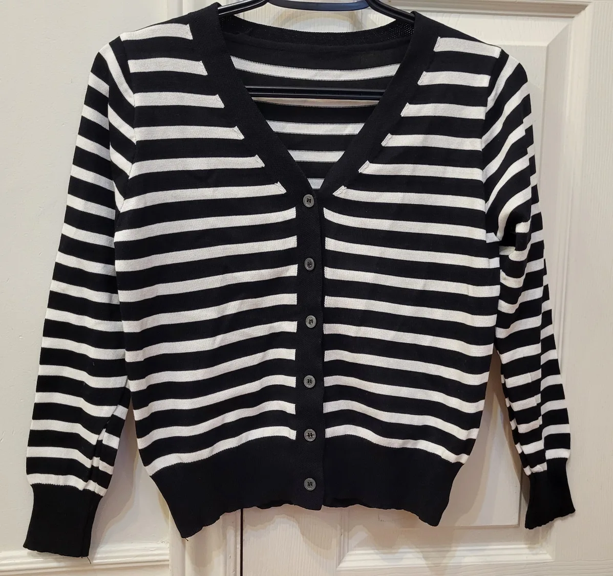Striped Cardigan - Black and White thumbnail