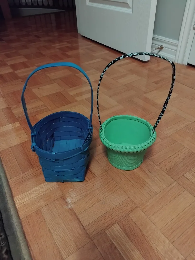 Two Small Decorative Baskets - Blue & Green thumbnail