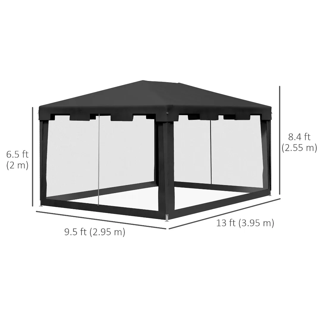 🌞 10 × 13 ft Outdoor Gazebo Canopy with Mesh Sidewalls image indicator(3)