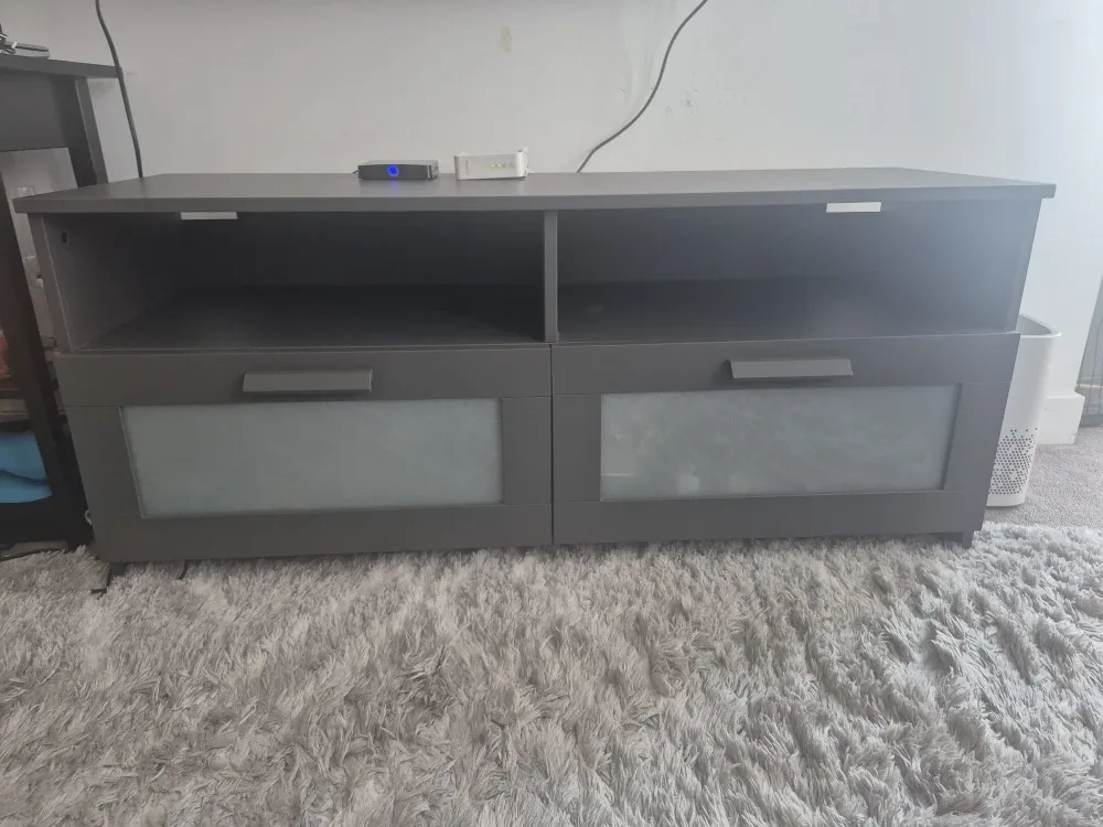 Grey TV Stand with Glass Doors thumbnail