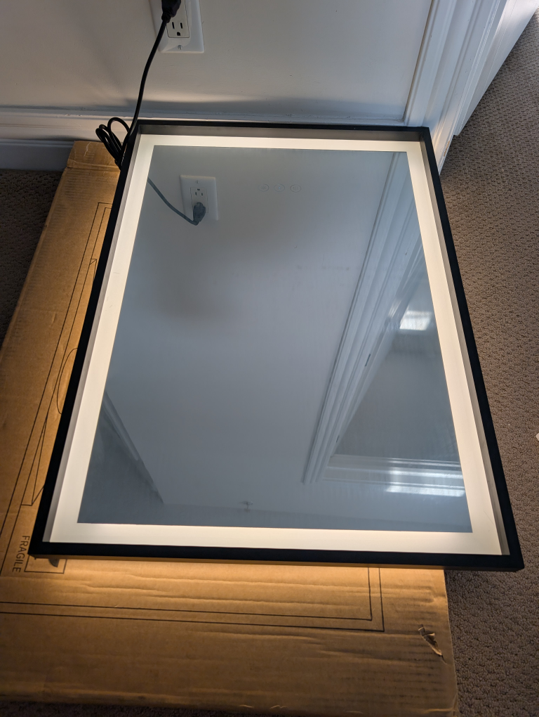 Hiefcce 20x28" LED Bathroom Mirror - Black