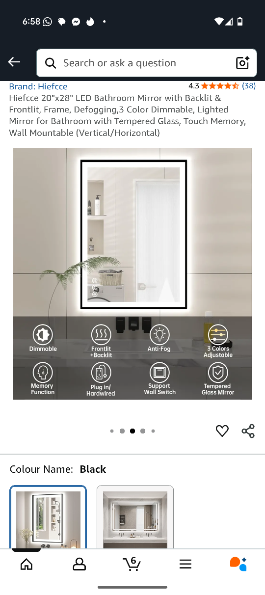 Hiefcce 20x28" LED Bathroom Mirror - Black - photo 4
