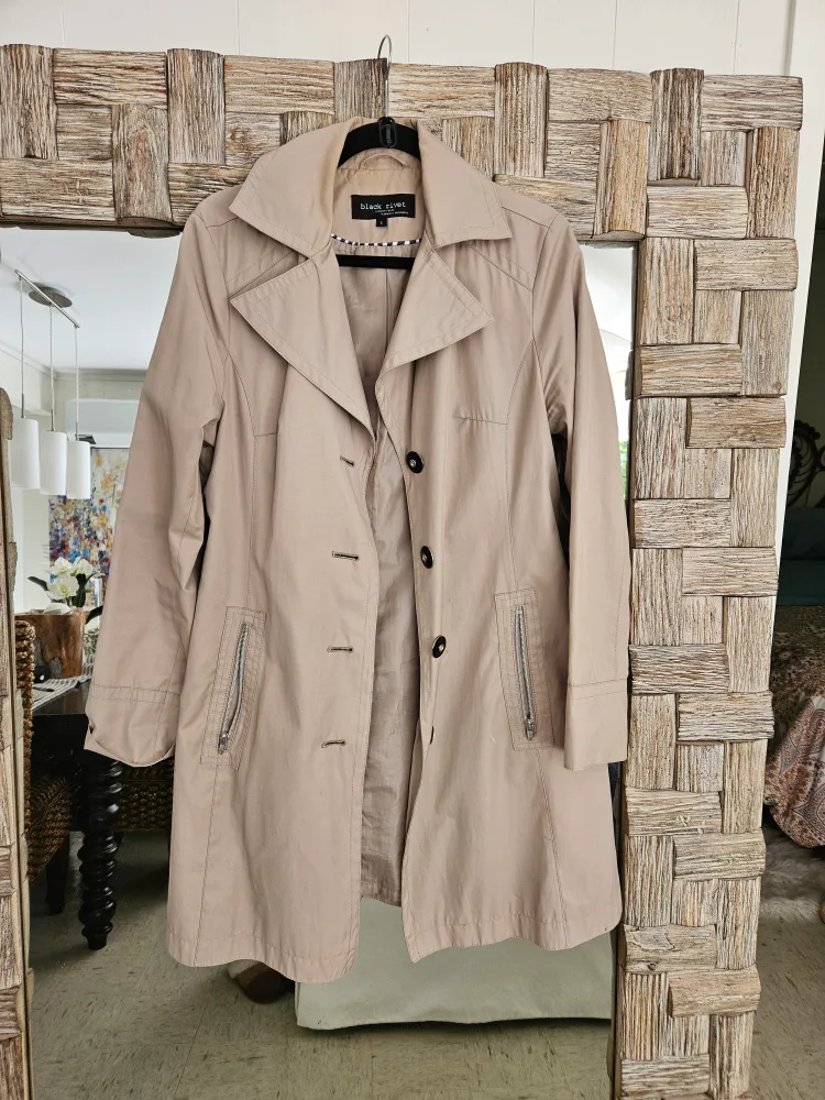 Black Rivet Beige Trench Coat - Size L thumbnail