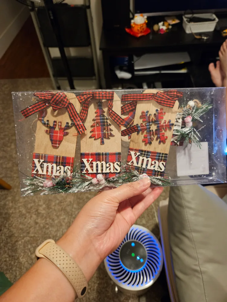 🧡New Xmas Wood Hanging Ornaments, 4pcs thumbnail