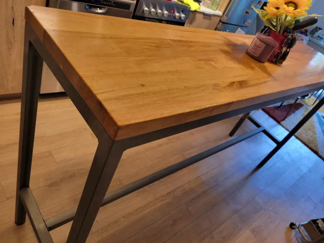Solid Wood & Metal Table - Bar height! thumbnail