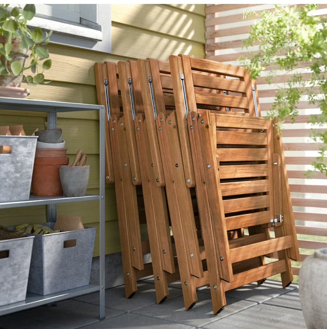 2 × IKEA ÄPPLARÖ Brown Outdoor Folding Chair - photo 4