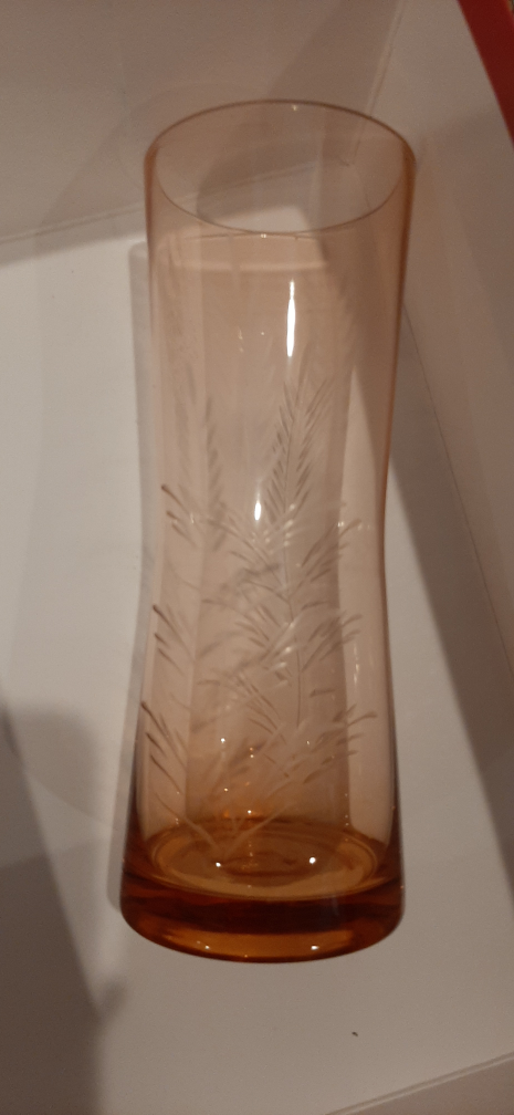 Set of 4 Amber Wheat grass design Glass Vases - photo 3