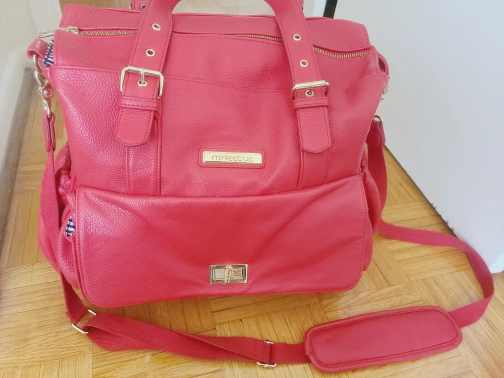 MinkeeBlue Red Baby Diaper and work Bag thumbnail