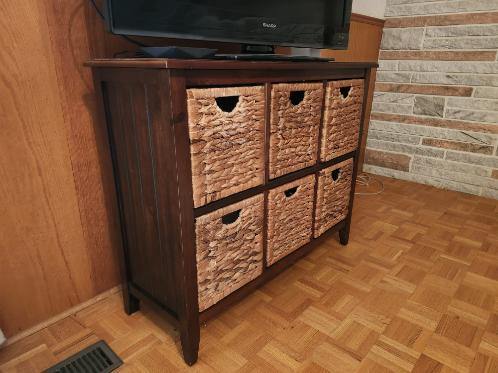 Wood Storage Cabinet with Wicker Baskets - photo 2