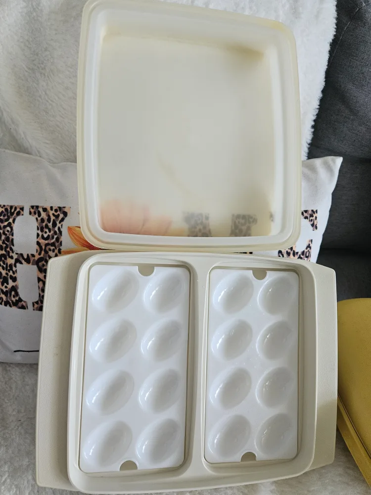 Vintage Tupperware Egg Tray & Metal Serving Tray image indicator(4)