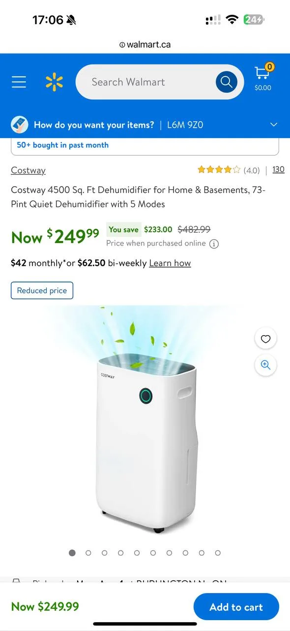 Costway 4500 Sq. Ft Dehumidifier – 73 Pint, 5 Modes thumbnail