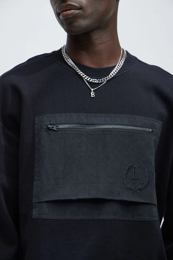 NEW Men's Fashion Nova Black Pocket Sweater Size XL - photo 2