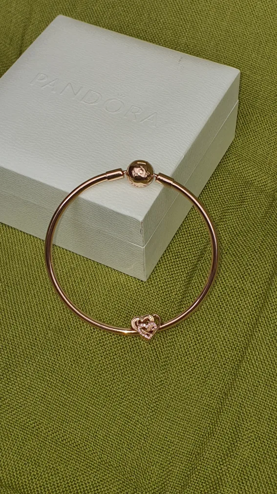 Pandora Rose Gold Bangle with Heart Charm image indicator(2)