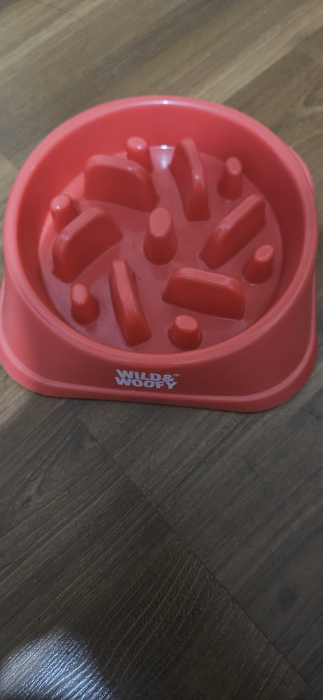 Wild & Woofy Slow Feeder Dog Bowl - Red