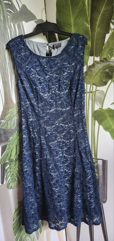 Luxoley Blue Lace Dress - Size L
