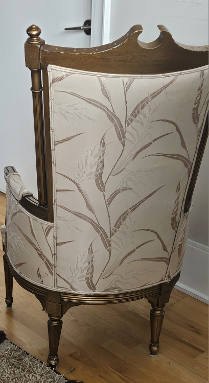 Vintage High-Back Armchair - Gold & Cream - photo 4