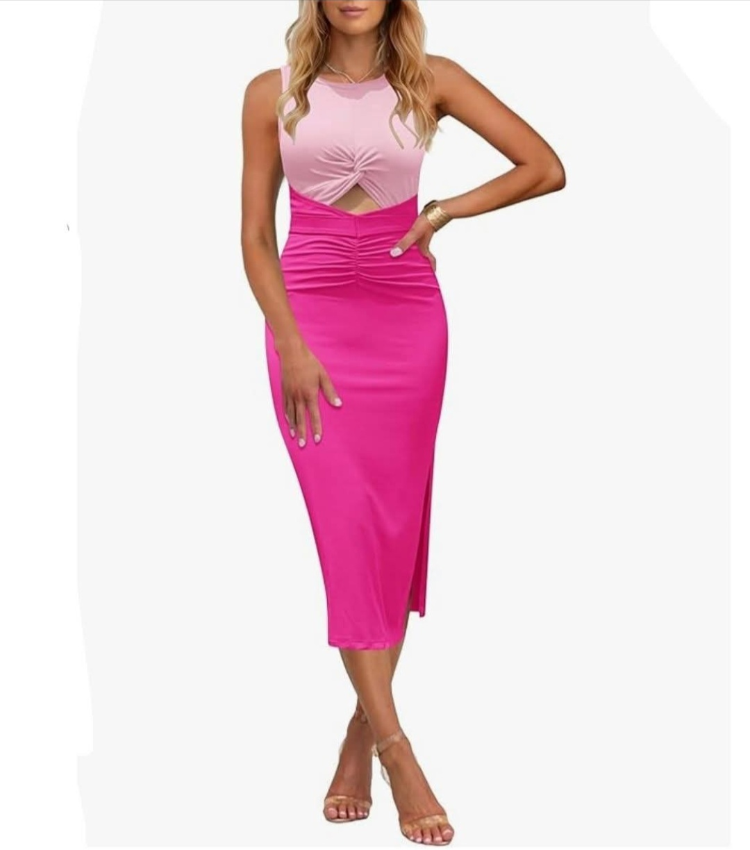 WNEEDU Pink Sleeveless Dress - Size Small