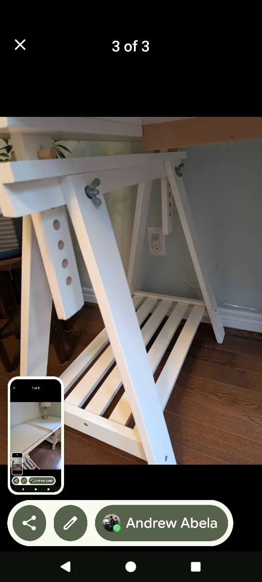 White trestle desk with glass top image indicator(3)