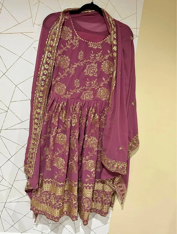 Anarkali Suit, Purple & Gold thumbnail