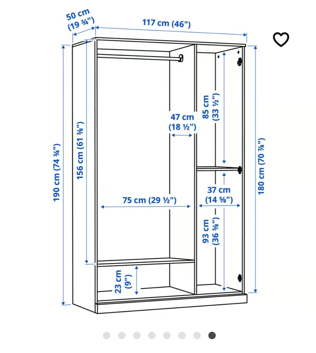 IKEA Brimnes Wardrobe with 3 Doors - White image indicator(3)