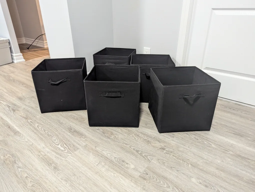 Black Fabric Storage Cubes (Set of 5)