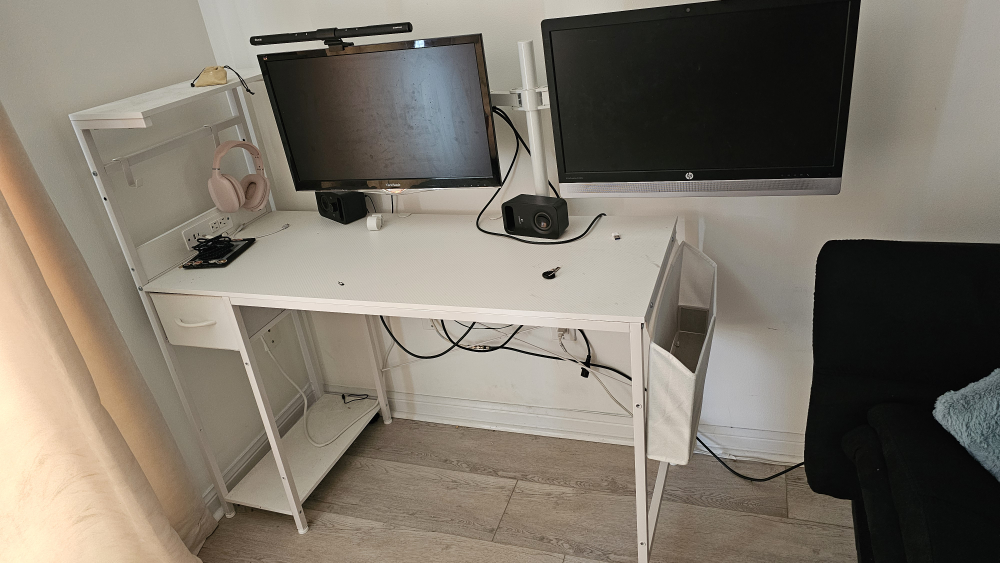 White Desk with Embedded Power Strip - 47"