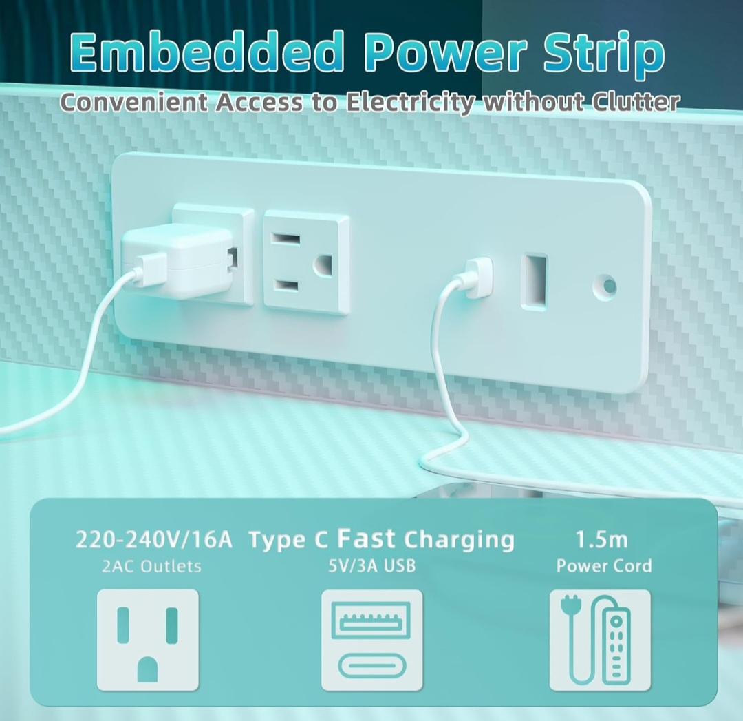 White Desk with Embedded Power Strip - 47" - photo 4