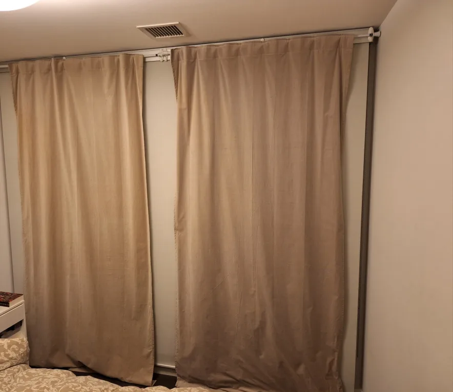 H&M Home Beige Cotton Curtains (x2) thumbnail