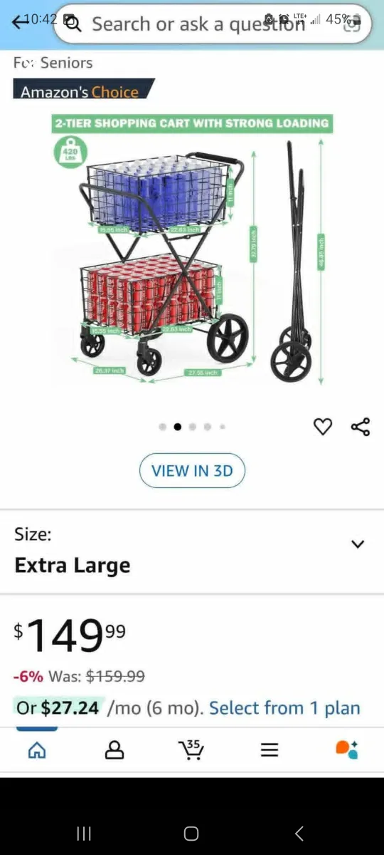 Extra Large 2-Tier Shopping Cart brand new image indicator(3)