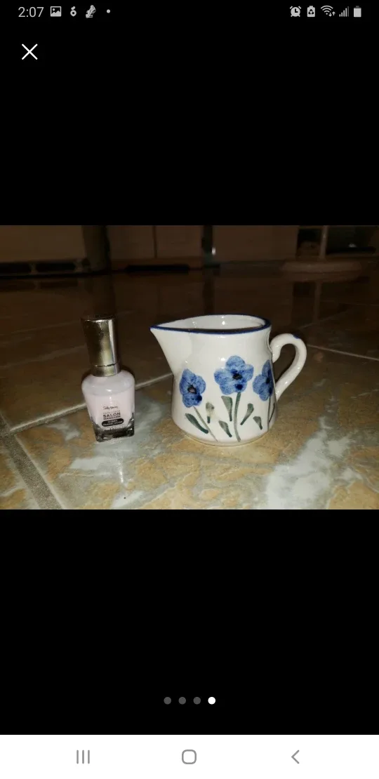 Ceramic Creamer Pitcher with Blue Floral Design image indicator(4)
