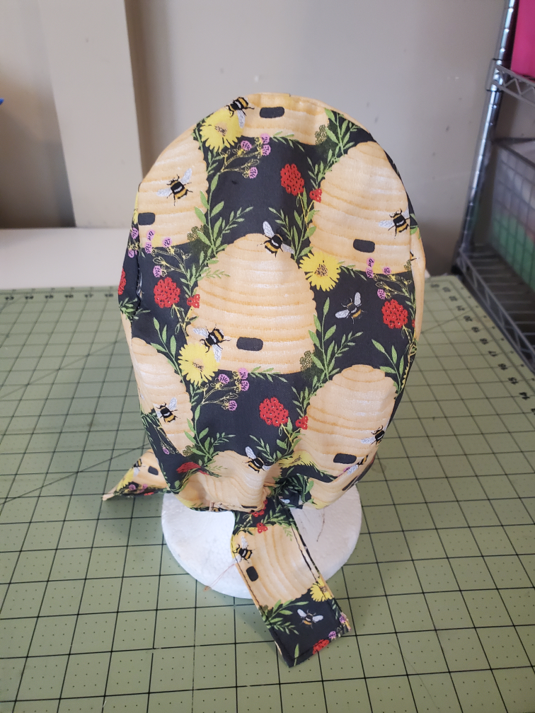 Hand Crafted Scrub Cap - Beehive Floral Pattern New Adult Sz - photo 2